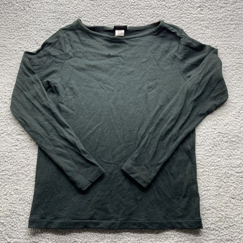 EILEEN FISHER Green 100% Wool Top Long Sleeve Crew Neck Size 0